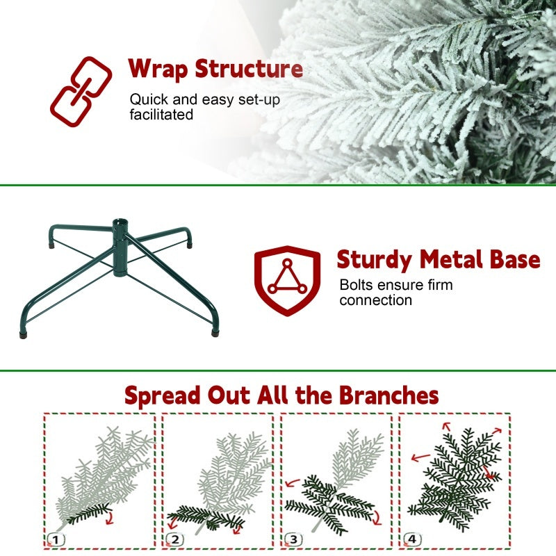 Pre-Lit Flocked Pencil Christmas Tree – 5FT/6FT/7FT